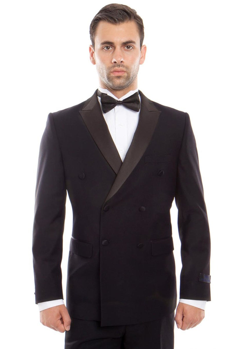 Men's Slim Fit Double Breasted Tuxedo In Navy Blue – Signaturemenswear