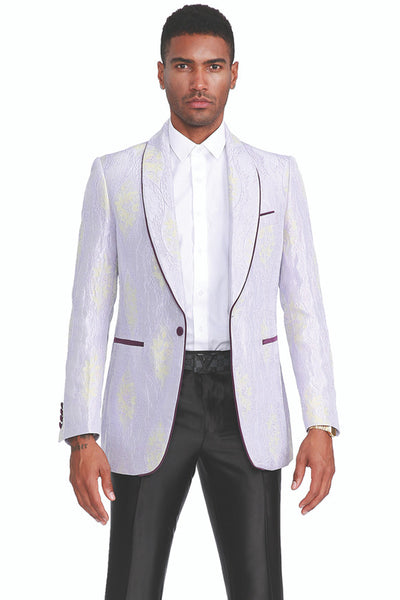 Men's Paisley Brocade Prom Dinner Jacket in Lilac Lavender