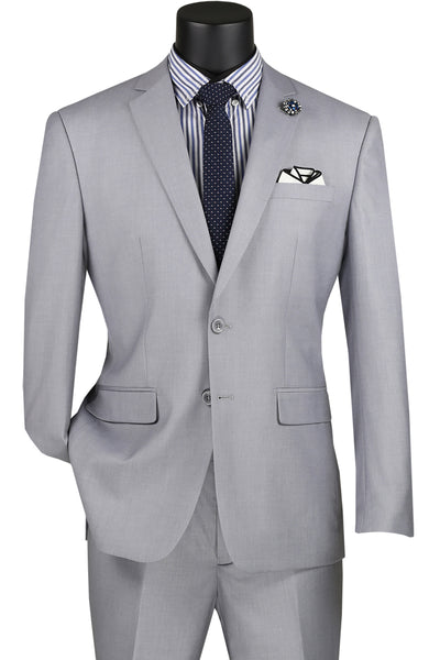 Mens Basic 2 Button Modern Fit Suit in Light Grey