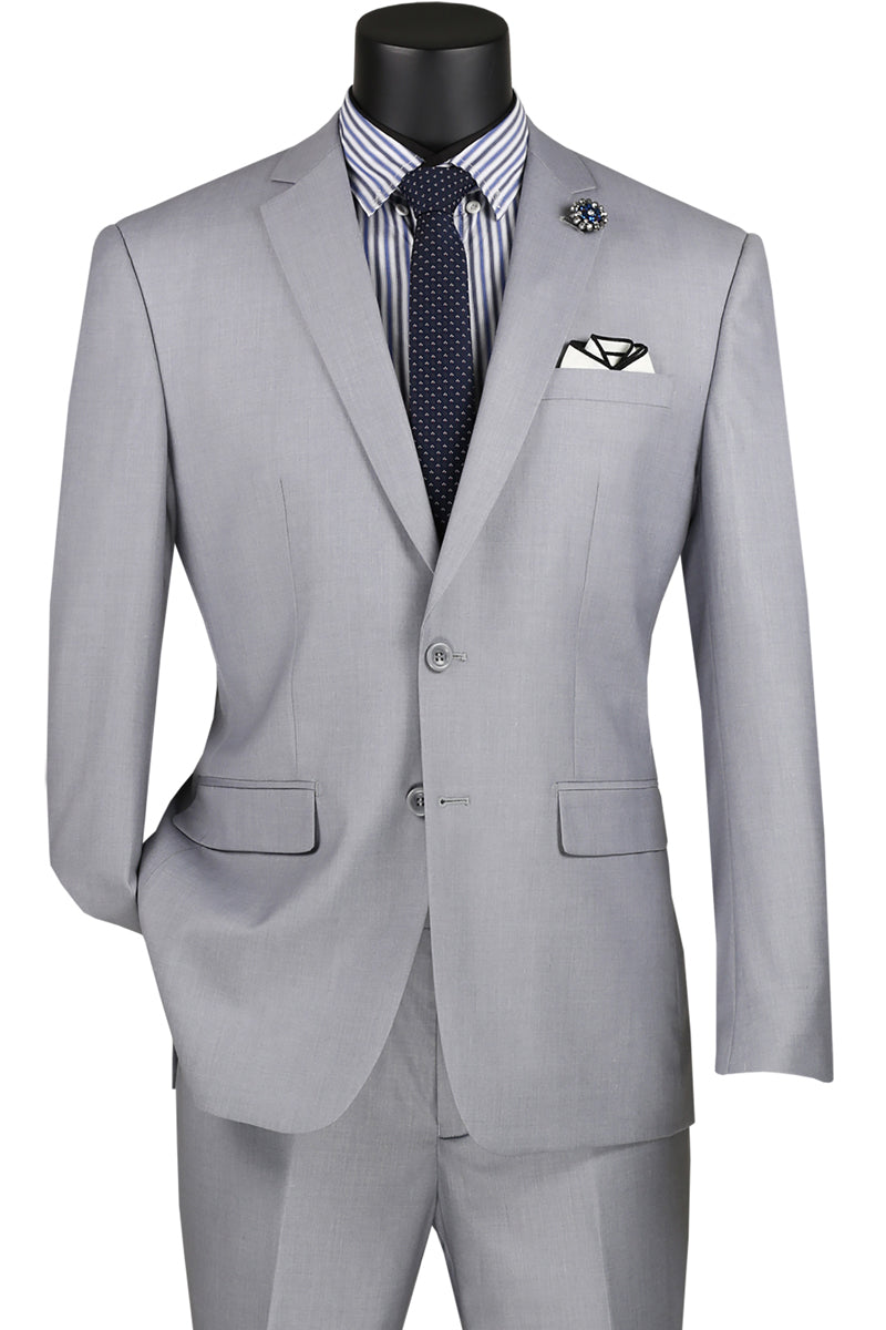 Mens Basic 2 Button Modern Fit Suit in Light Grey | CLOSE OUT 46R 50L ...