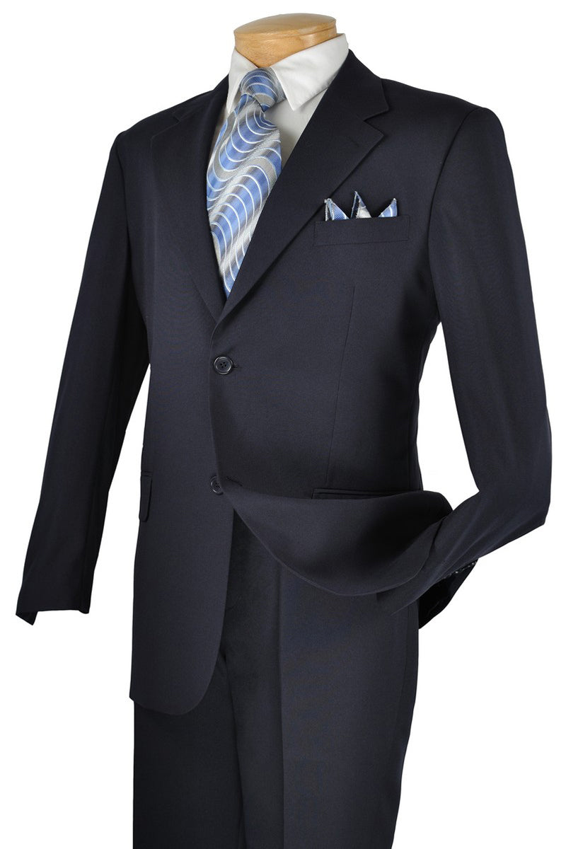Mens 2 Button Classic Poplin Suit in Navy Blue Blue