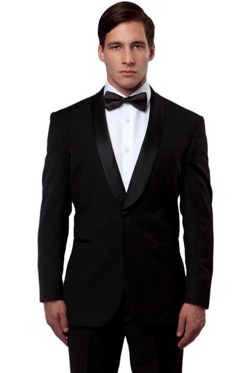 Men's Classic Slim Fit Shawl Lapel Tuxedo in Black – SignatureMenswear