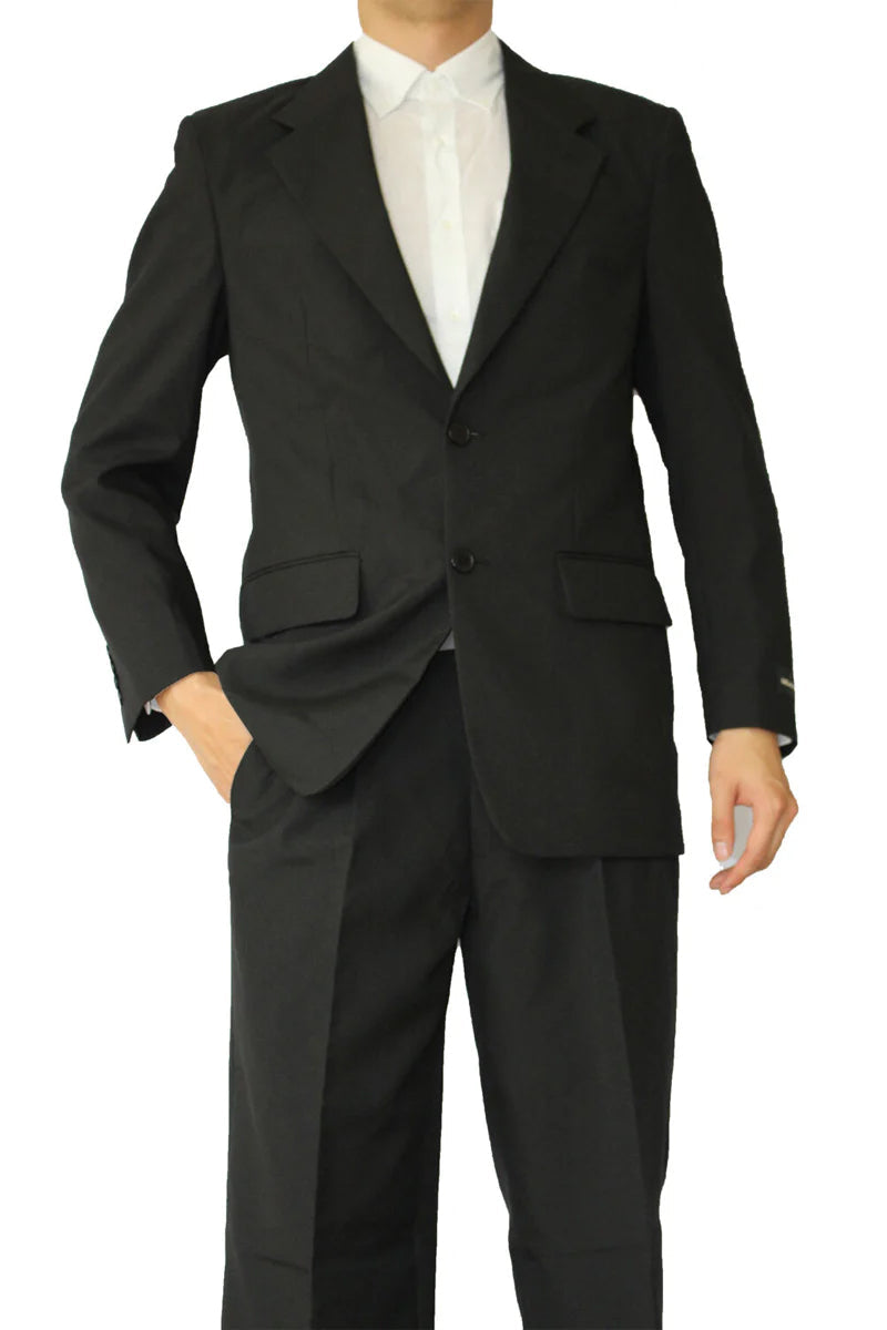 Mens 2 Button Classic Fit Basic Poplin Suit in Black