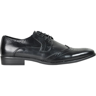 Mens Vintage Style 1920's Wingtip Lace Up Dress Shoe in Black